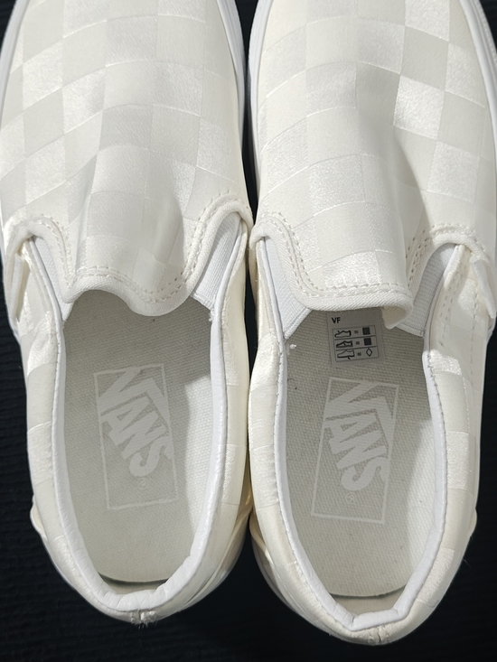 Vans Satin Checkerboard White Slip-On